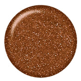 ibd Flash Gel Eons swatch, rich copper glitter shade with multidimensional shimmer for flash gel polish.